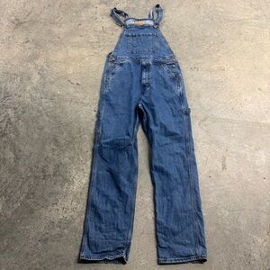 Signature Levi Strauss Women’s Blue Denim Cargo Overalls Sz S Retro Western Work